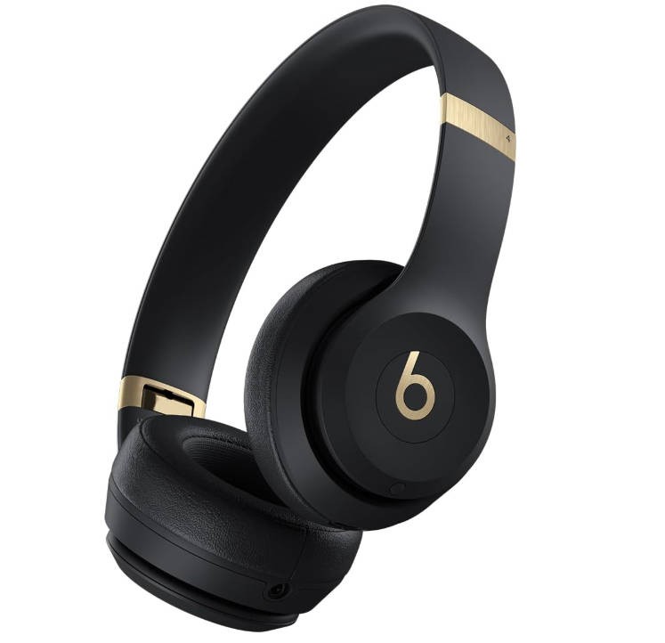 Beats Solo 4 - Wireless On-Ear Bluetooth Headphones, Up to 50-Hour Battery Life, Ultra-Lightweight Comfort, Powerful and Balanced Sound, Apple & Android Compatible - Black & Gold