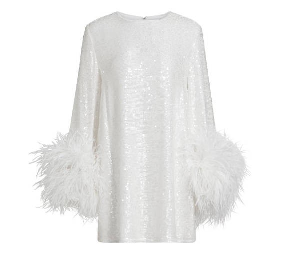 LaPointe Sequin Ostrich-Feather Shift Dress