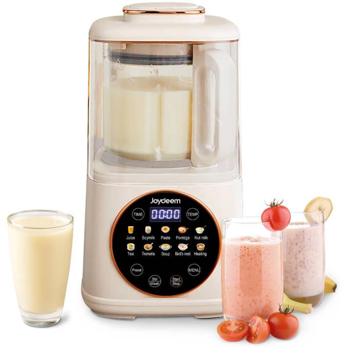 Joydeem JD-J03 Cooking Blender with Soundproof Shield, Hot Cold Blender for Filter-free Soy Milk & Juice, 8-Speed and Temperature Control, 12H Preset, 1100ml, White